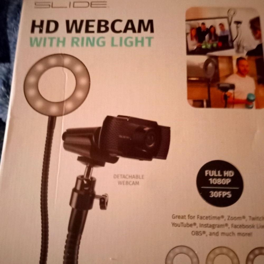 Webcam and microphone and ring light stand